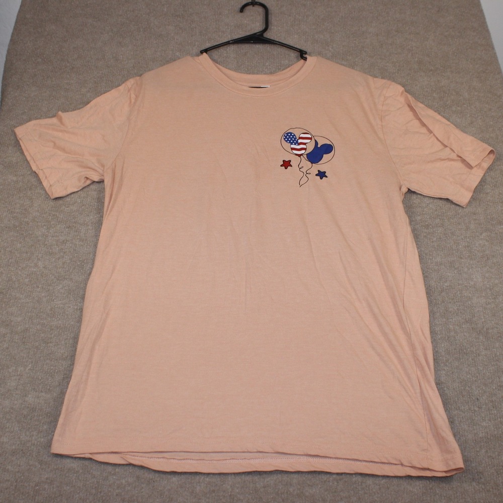 Outlash Wear Disney Party in the USA Graphic T-Shirt Peach Large Mickey Minnie